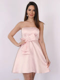 A-Line/Princess Satin Bowknot Strapless Sleeveless Short/Mini Dresses TPP0004849