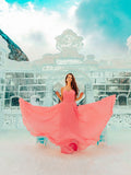 A-Line/Princess Chiffon Sleeveless Sweetheart Pleats Floor-Length Dresses TPP0004471