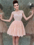 A-Line/Princess Sleeveless Scoop Lace Beading Short/Mini Dresses TPP0008901