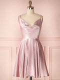 A-Line/Princess Silk like Satin Ruffles Sleeveless Spaghetti Straps Short/Mini Homecoming Dresses TPP0004185