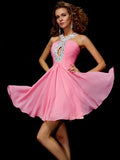 A-Line/Princess V-neck Sleeveless Beading Sequin Short Chiffon Homecoming Dresses TPP0008240