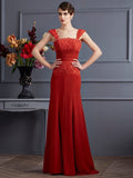 Sheath/Column Straps Sleeveless Lace Long Chiffon Dresses TPP0004367