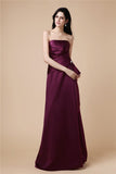 A-Line/Princess Strapless Sleeveless Beading Pleats Long Satin Dresses TPP0004651