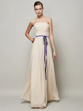 A-Line/Princess Strapless Sleeveless Sash/Ribbon/Belt Long Chiffon Dresses TPP0004382