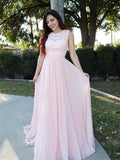 A-Line/Princess Sleeveless Scoop Chiffon Applique Floor-Length Dresses TPP0004615