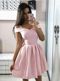 A-Line/Princess Satin Ruffles Off-the-Shoulder Sleeveless Short/Mini Homecoming Dresses TPP0008607