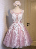 A-Line/Princess Sleeveless Scoop Tulle Applique Short/Mini Dresses TPP0008725