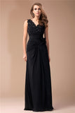 Sheath/Column V-neck Sleeveless Long Beading Lace Chiffon Dresses TPP0004057