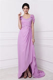 Sheath/Column Square Short Sleeves Beading Embroidery Long Chiffon Mother of the Bride Dresses TPP0007433