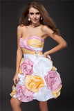 A-Line/Princess Sweetheart Ruffles Sleeveless Hand-Made Flower Short Taffeta Cocktail Dresses TPP0008962