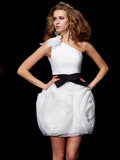 Sheath/Column One-Shoulder Sleeveless Short Tulle Homecoming Dresses TPP0008423