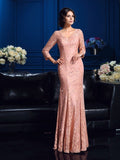Sheath/Column V-neck Beading 3/4 Sleeves Long Lace Mother of the Bride Dresses TPP0007207