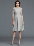 A-Line/Princess 1/2 Sleeves Scoop Knee-Length Applique Chiffon Mother of the Bride Dresses TPP0007299