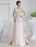 A-Line/Princess Beading Sleeveless Elastic Woven Satin Dresses TPP0004440