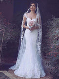 Trumpet/Mermaid Tulle Sleeveless Sweep/Brush Train Straps Wedding Dresses TPP0006099