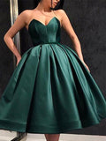 A-Line/Princess Sweetheart Ruffles Satin Tea-Length Short/Mini Homecoming Dresses TPP0004260