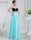 A-Line/Princess Beading Sweetheart Sleeveless Elastic Woven Satin Dresses TPP0004306
