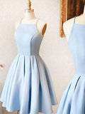 A-Line/Princess Satin Ruffles Spaghetti Straps Sleeveless Short/Mini Homecoming Dresses TPP0008531