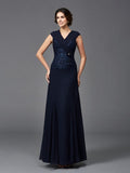 A-Line/Princess Straps Lace Sleeveless Long Chiffon Mother of the Bride Dresses TPP0007321