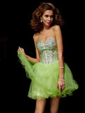 A-Line/Princess Sweetheart Sleeveless Sequin Beading Short Elastic Woven Satin Homecoming Dresses TPP0008788