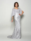 Trumpet/Mermaid Scoop Lace 1/2 Sleeves Long Chiffon Mother of the Bride Dresses TPP0007107