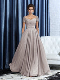 A-Line/Princess Sweetheart Beading Short Sleeves Long Chiffon Mother of the Bride Dresses TPP0007093