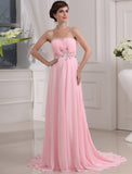 A-Line/Princess Beading Sleeveless Strapless Long Chiffon Dresses TPP0004394