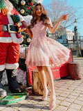 A-Line/Princess Tulle Applique Off-the-Shoulder Sleeveless Short/Mini Dresses TPP0009059