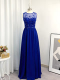 A-Line/Princess Chiffon Paillette Scoop Sleeveless Floor-Length Dresses