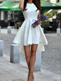 A-Line Jewel Cut Short With Ruffles Satin White Homecoming Dresses TPP0008222