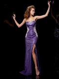 Sheath/Column Sweetheart Beading Sleeveless Long Elastic Woven Satin Dresses TPP0003716