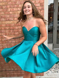 A-Line/Princess Satin Sweetheart Sleeveless Ruffles Short/Mini Homecoming Dresses TPP0004554