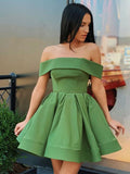 A-Line/Princess Satin Off-the-Shoulder Satin Sleeveless Short/Mini Homecoming Dresses TPP0004357