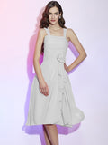 A-Line/Princess Straps Sleeveless Pleats Applique Short Chiffon Bridesmaid Dresses TPP0005629