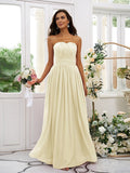 A-Line/Princess Chiffon Ruffles Strapless Sleeveless Floor-Length Bridesmaid Dresses TPP0004948