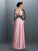 A-Line/Princess V-neck Applique 3/4 Sleeves Long Chiffon Dresses TPP0009142