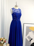 A-Line/Princess Chiffon Paillette Scoop Sleeveless Floor-Length Dresses