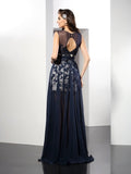 A-Line/Princess Scoop Sleeveless Long Elastic Woven Satin Dresses TPP0009230
