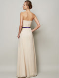 A-Line/Princess Strapless Sleeveless Sash/Ribbon/Belt Long Chiffon Dresses TPP0004382