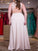 A-Line/Princess V-neck Sleeveless Applique Floor-Length Elastic Woven Satin Plus Size Dresses TPP0003917