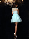 A-Line/Princess High Neck Sleeveless Short Elastic Woven Satin Dresses TPP0003221