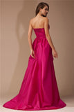 A-Line/Princess Strapless Sequin Lace Sleeveless High Low Taffeta Dresses TPP0004418