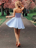 A-Line/Princess Ruffles Strapless Satin Sleeveless Short/Mini Dresses TPP0008635