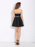 A-Line/Princess Sweetheart Bowknot Sleeveless Short Satin Dresses TPP0008880