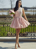 A-Line/Princess Scoop Sleeveless Chiffon Applique Short/Mini Dresses TPP0008758