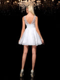 A-Line/Princess Sheer Neck Beading Sleeveless Short Elastic Woven Satin Cocktail Dresses TPP0008625