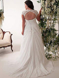 Empire Sweetheart Sleeveless Lace Sweep/Brush Train Chiffon Plus Size Wedding Dresses TPP0006217