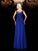 A-Line/Princess Bateau Rhinestone Sleeveless Long Chiffon Dresses TPP0009213