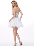 A-Line/Princess Sweetheart Sleeveless Beading Short Elastic Woven Satin Homecoming Dresses TPP0008868
