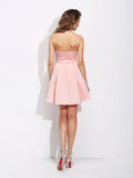 A-Line/Princess Sweetheart Ruffles Sleeveless Short Satin Dresses TPP0008794